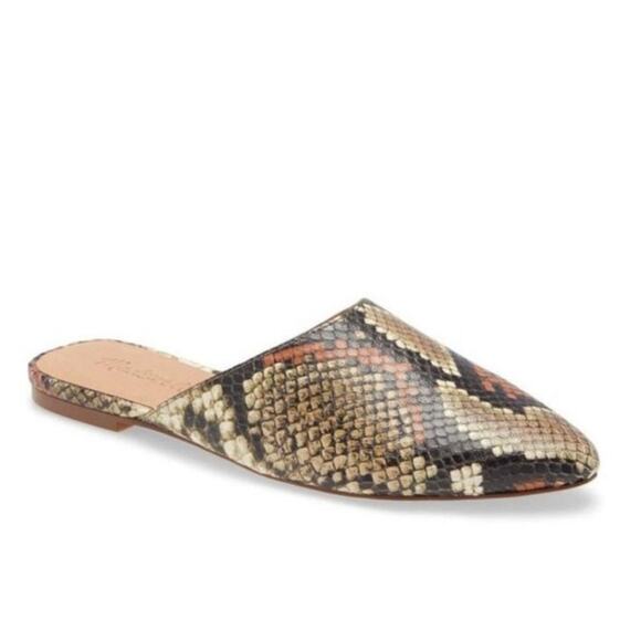 Madewell Remi Snakeskin Embossed Mule 7 Brown NEW - Picture 1 of 5